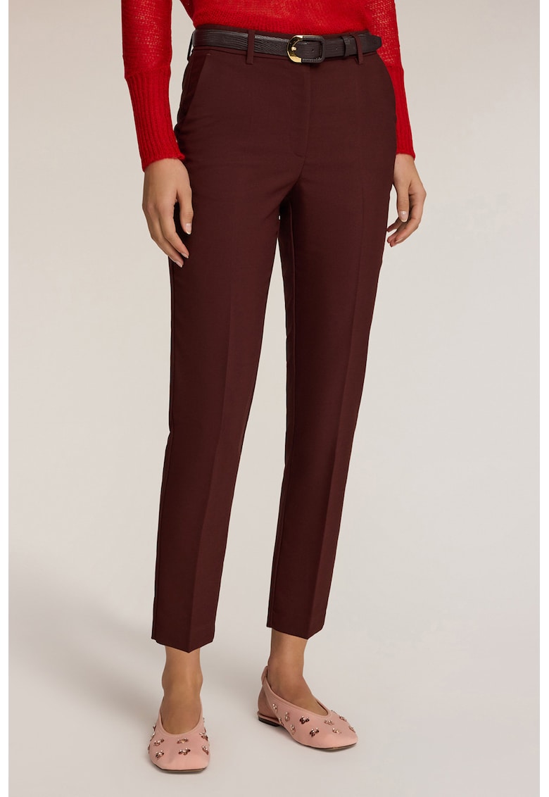 Oferte la Pantaloni crop cu talie inalta - Maro
