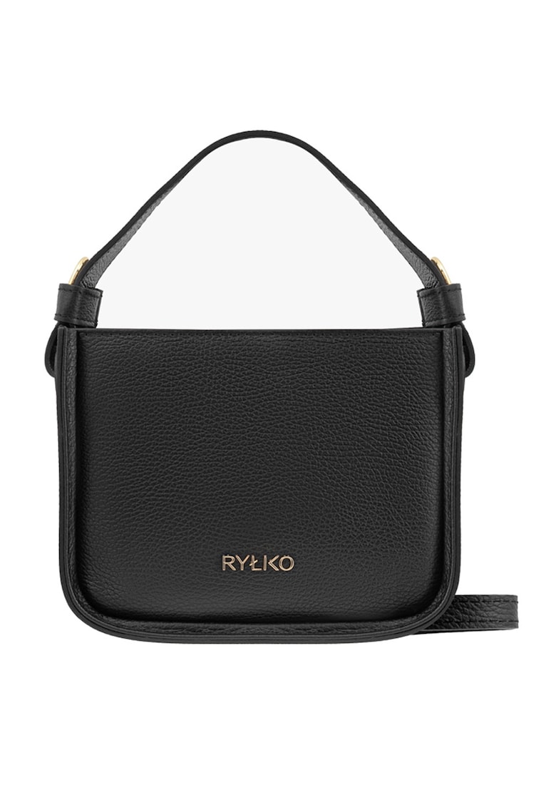 Oferte la Geanta crossbody de piele cu logo metalic - Negru