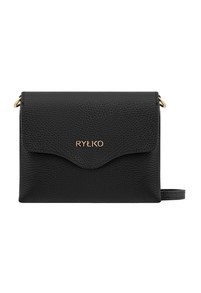 Oferte la Geanta crossbody de piele cu clapa - Negru