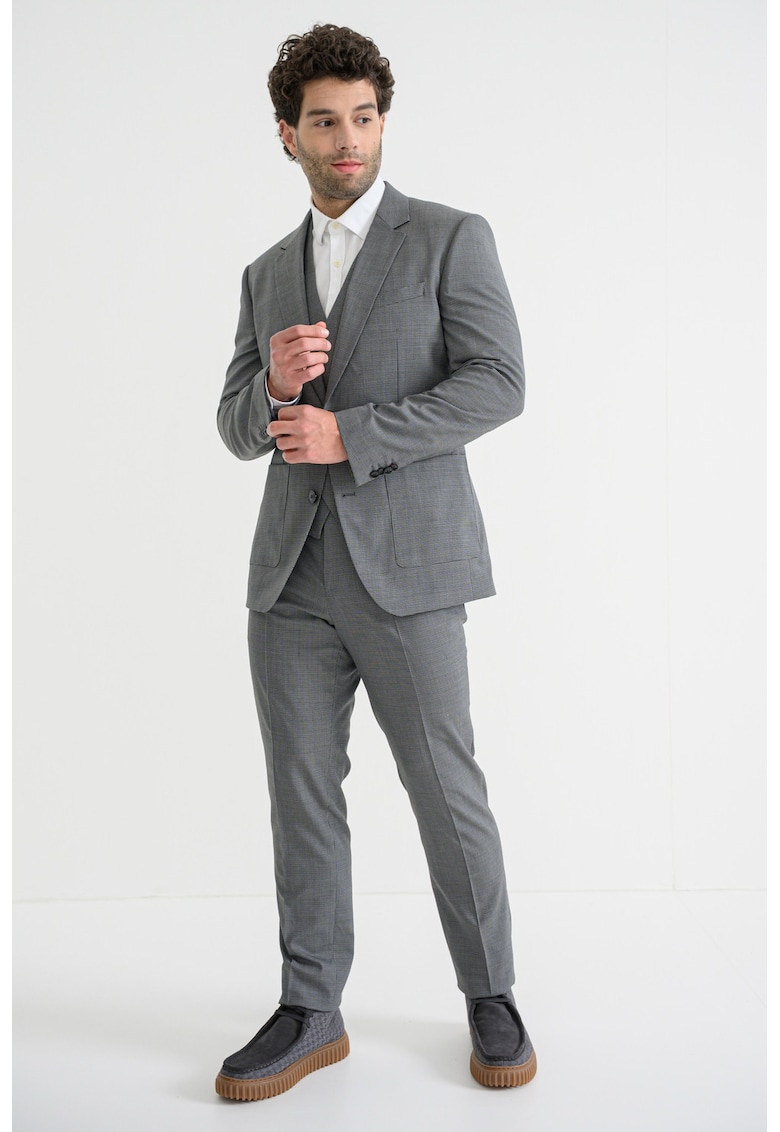 Oferte la Set de sacou - vesta si pantaloni de lana - Gri deschis/Negru stins