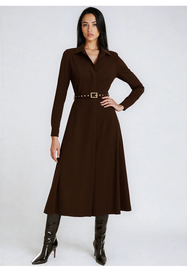 Oferte la Rochie-camasa midi cu amestec de viscoza Sylvie