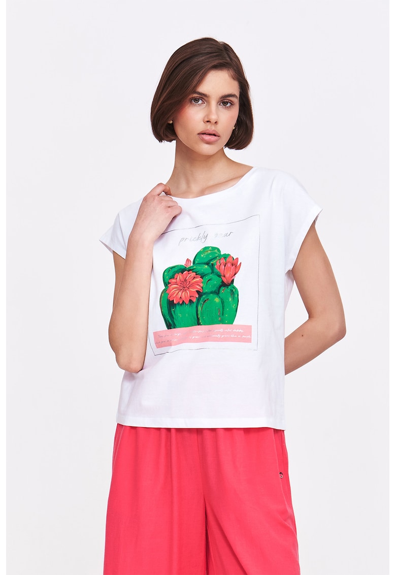 Oferte la Tricou de bumbac cu decolteu rotund - Alb