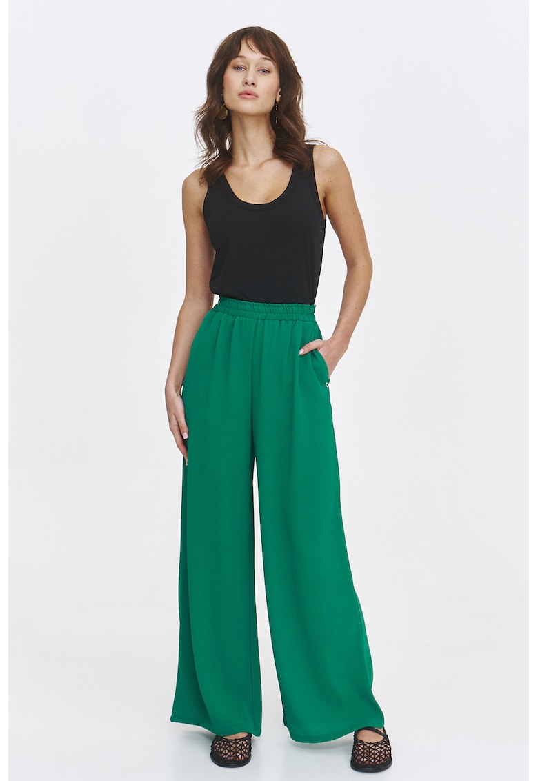 Oferte la Pantaloni cu croiala ampla si buzunare laterale - Verde