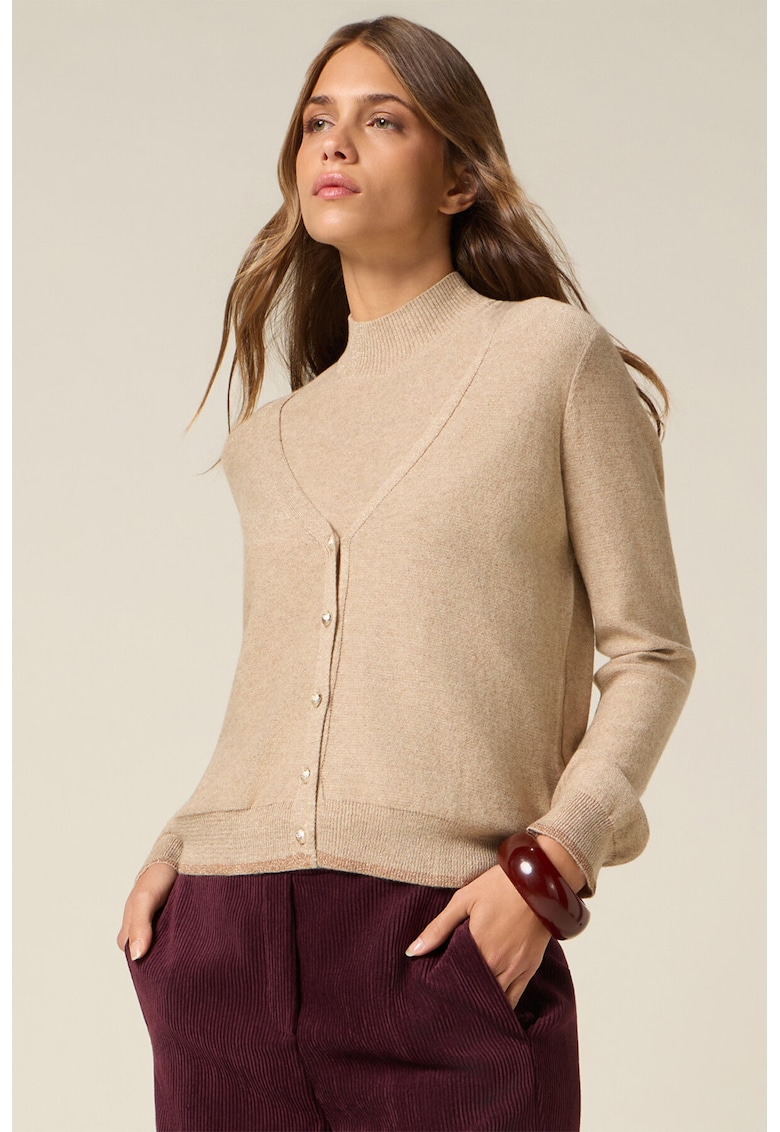 Oferte la Cardigan uni cu decolteu in V - Maro camel