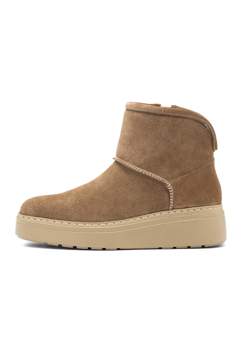Oferte la Ghete din piele cu fermoar Magda - Caramel