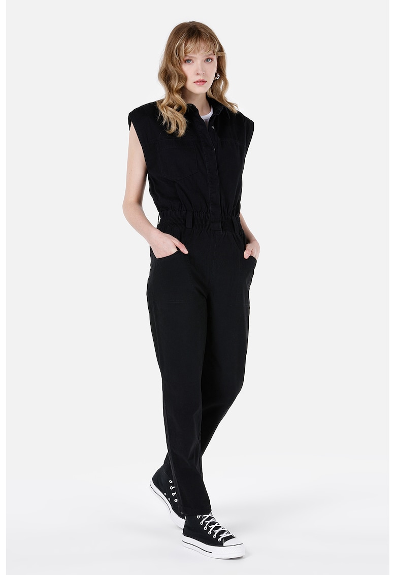 Oferte la Salopeta de denim fara maneci - Negru