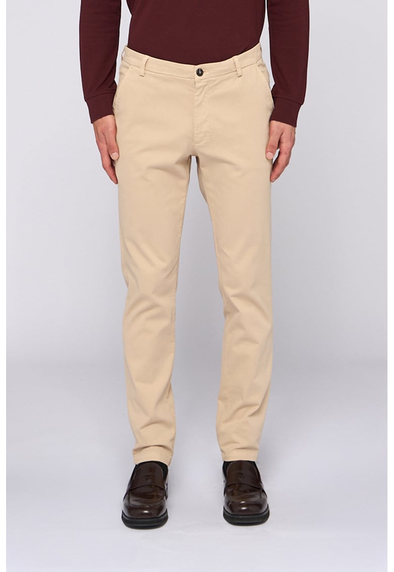 Oferte la Pantaloni chino slim fit cu talie medie - Bej deschis