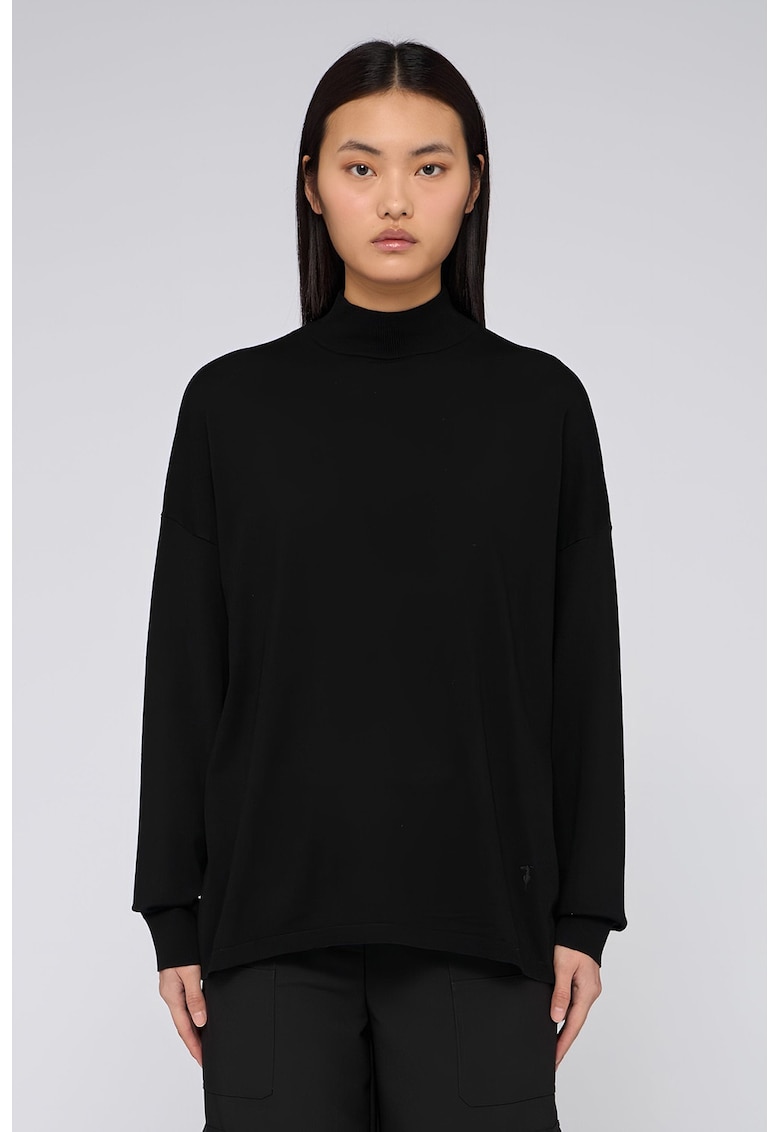 Oferte la Pulover lejer cu guler mediu - Negru