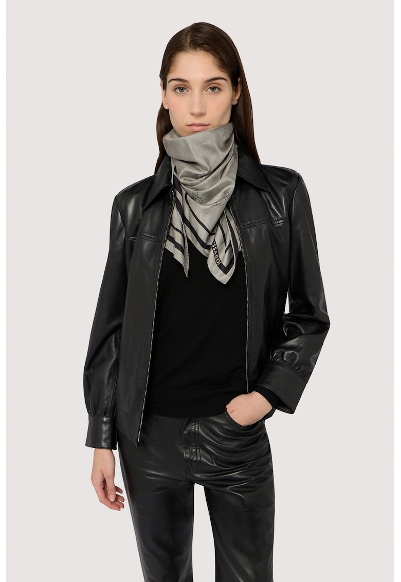 Oferte la Pulover cu decolteu rotund si model uni - Negru