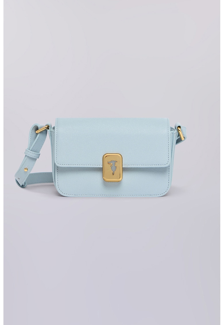 Oferte la Geanta crossbody de piele cu clapa - Albastru glaciar