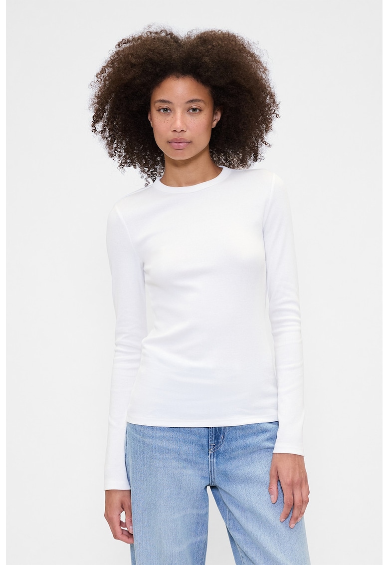Oferte la Bluza striata cu decolteu la baza gatului - Alb optic