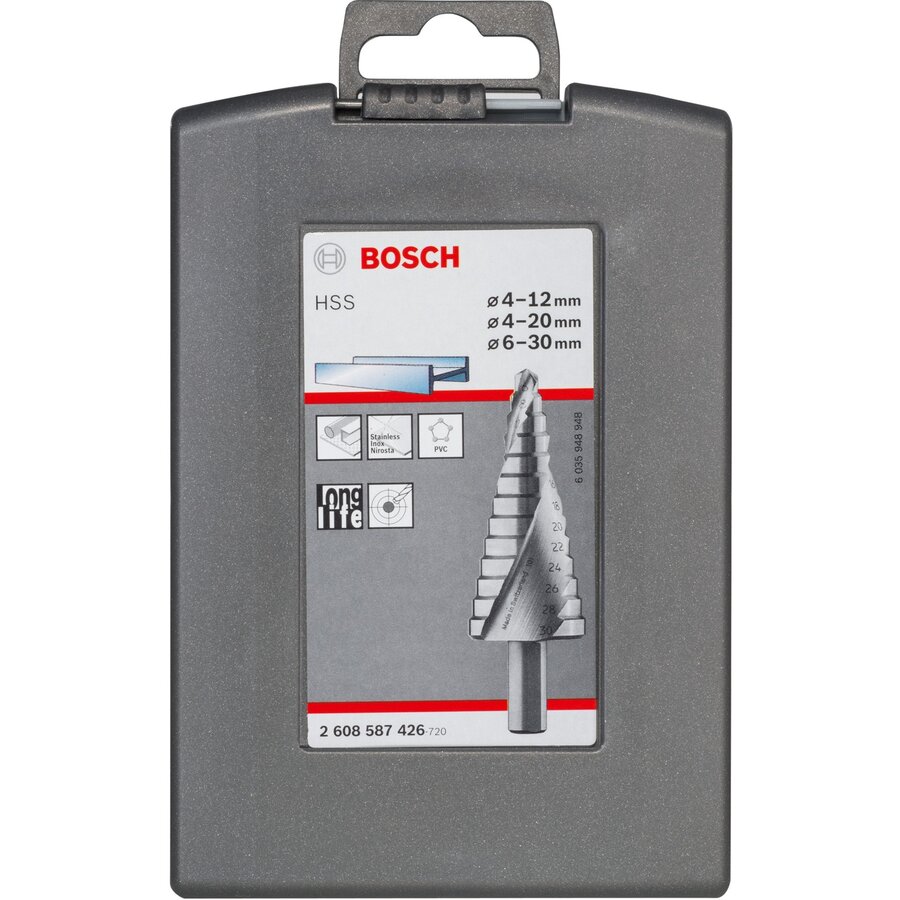 Bosch HSS step drill set, 4mm - 30mm (3 pieces)