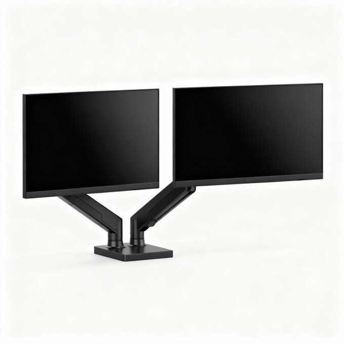 Oferte la Suport pentru Monitor si TV Dublu Brat Telescopic  Prindere pe Birou 45cm Pana la 32inch Negru