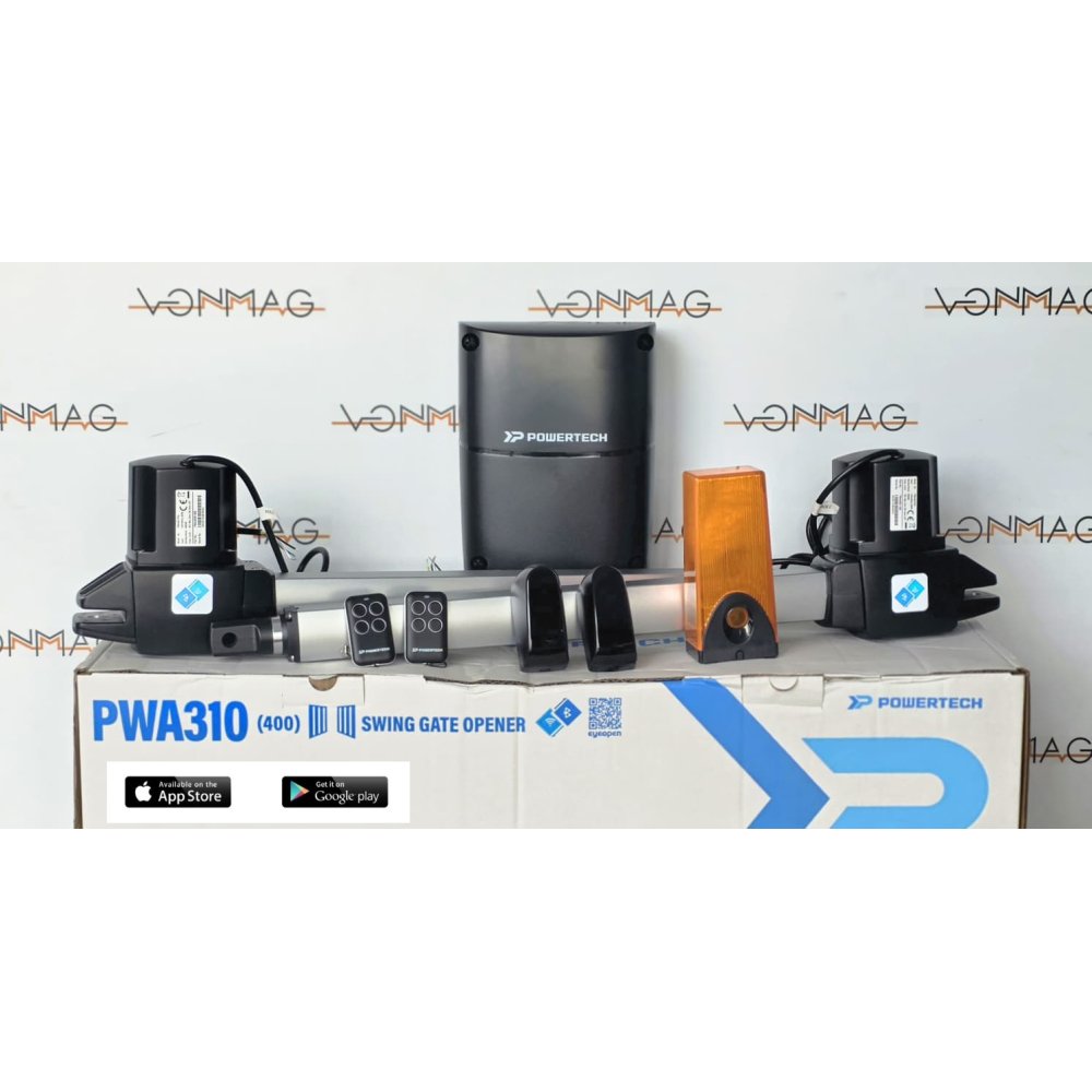 Oferte la Kit automatizare porti batante Powertech PWA310 (400), 2 x 4m, 230V, maxim 400kg per canat, aplicatie smartphone