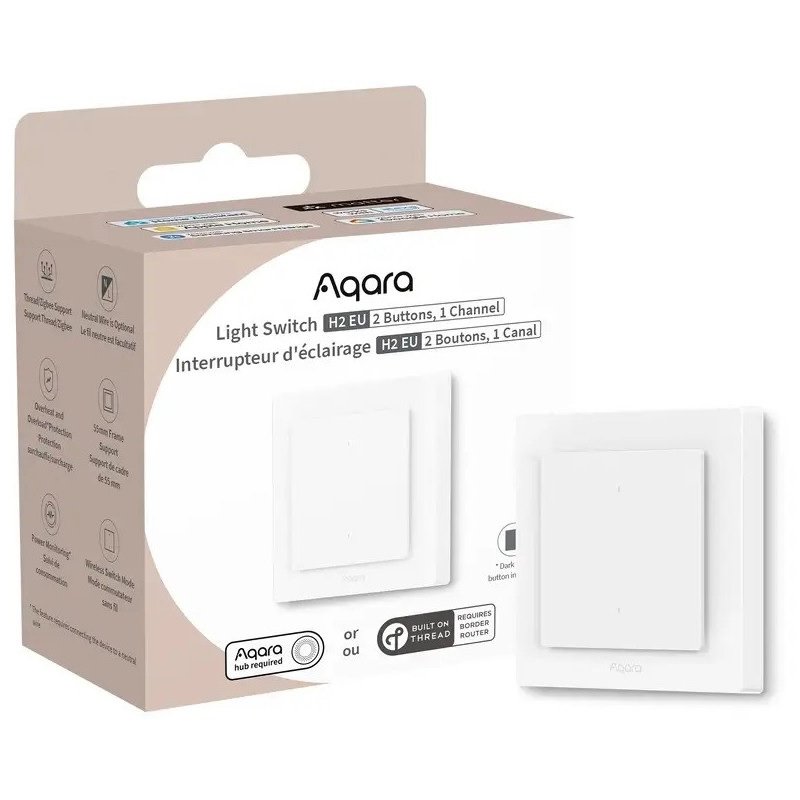 Oferte la Intrerupator inteligent AQARA Light Switch H2 EU (2 Butoane, 1 Canal) (WS-K07D) , Zigbee si Thread 6975833355372