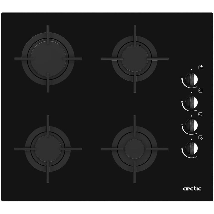 Oferte la Plita incorporabila Arctic ARSGN64125S, Gaz, 4 arzatoare, Dispozitiv de siguranta, Gratare fonta, 60 cm, Sticla Neagra
