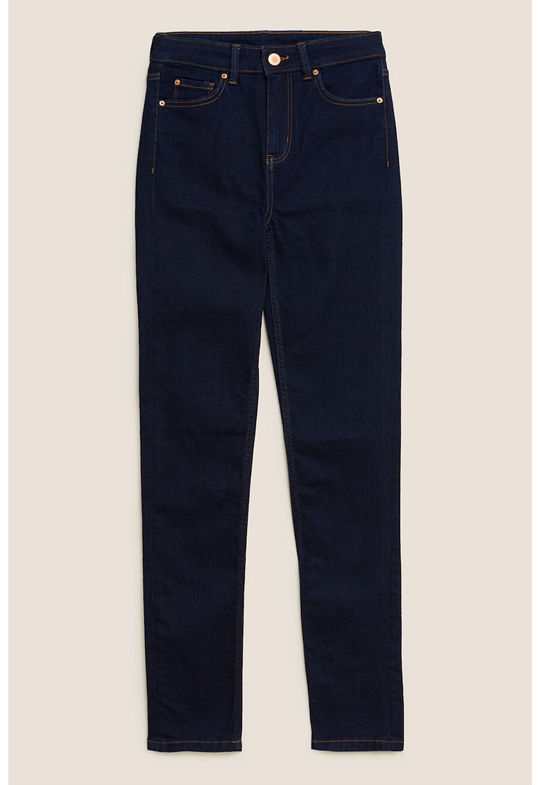 Blugi slim fit cu talie inalta - Bleumarin