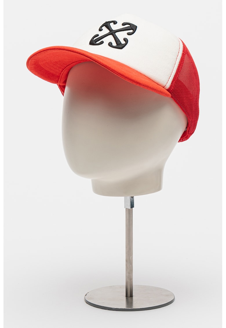 Oferte la Sapca trucker cu logo brodat - Alb/Negru/Coral