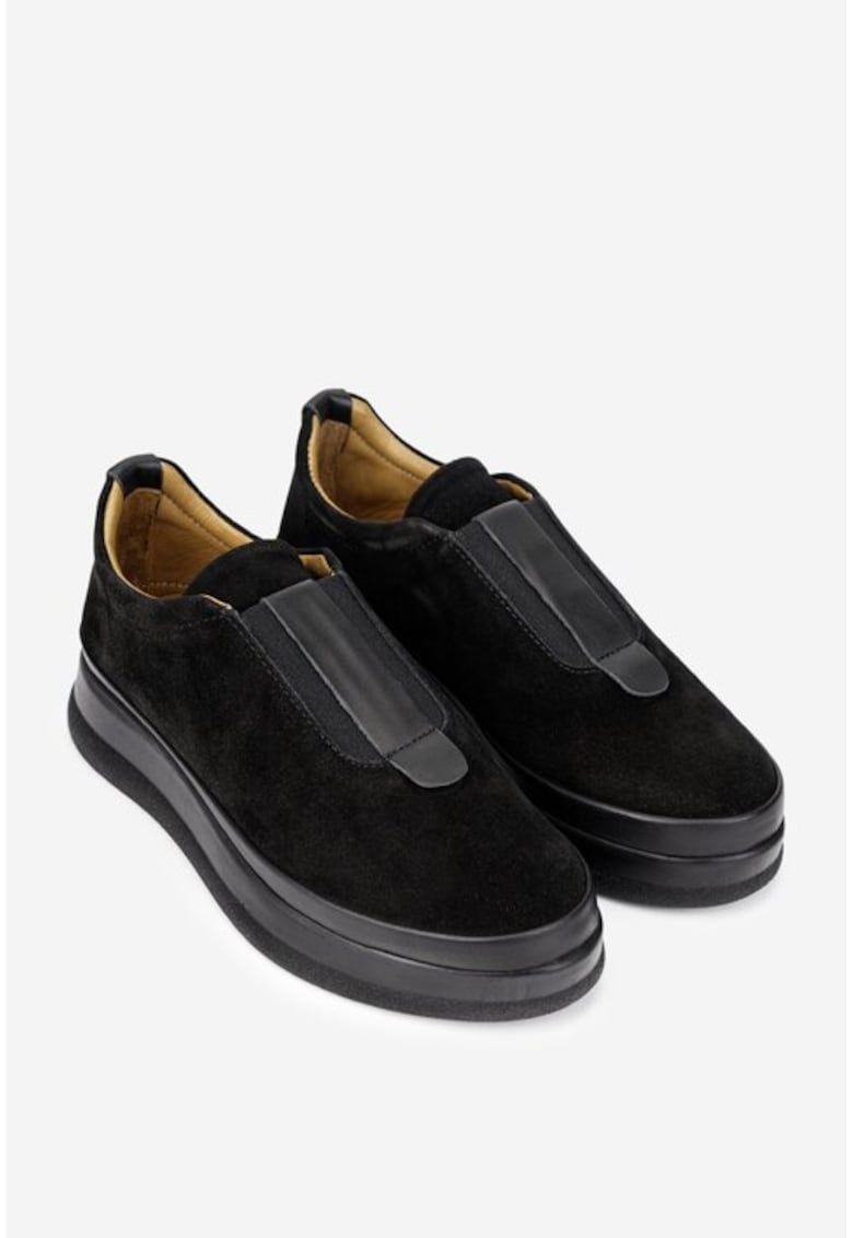 Oferte la Mocasini din piele intoarsa cu flatform - Negru