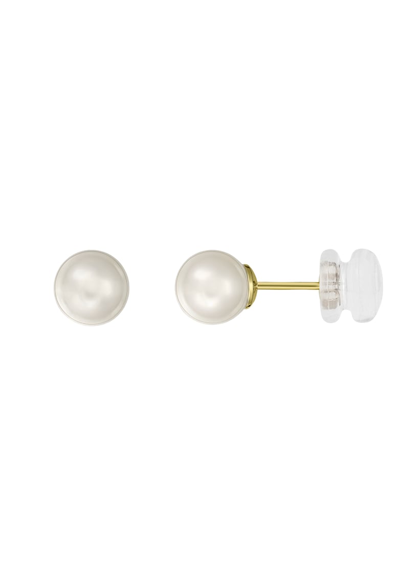 Oferte la Cercei Aur 585-14K - perle naturale albe 6 mm - Dopuri aur silicon