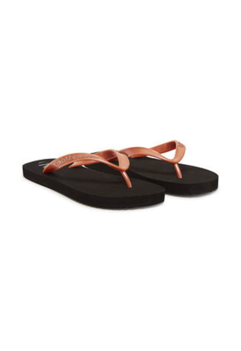 Oferte la Slapi dama -  sintetic - negru/portocaliu