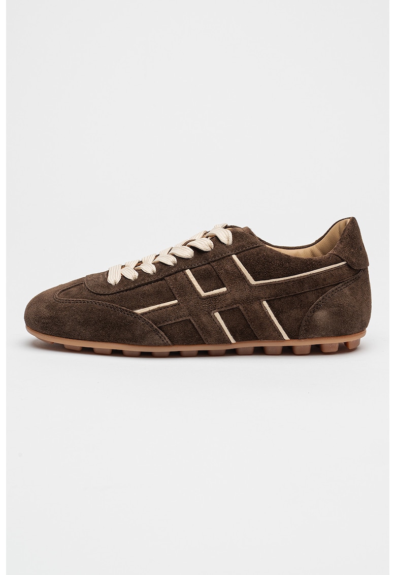 Oferte la Pantofi sport din piele intoarsa cu talpa plata - Maro inchis