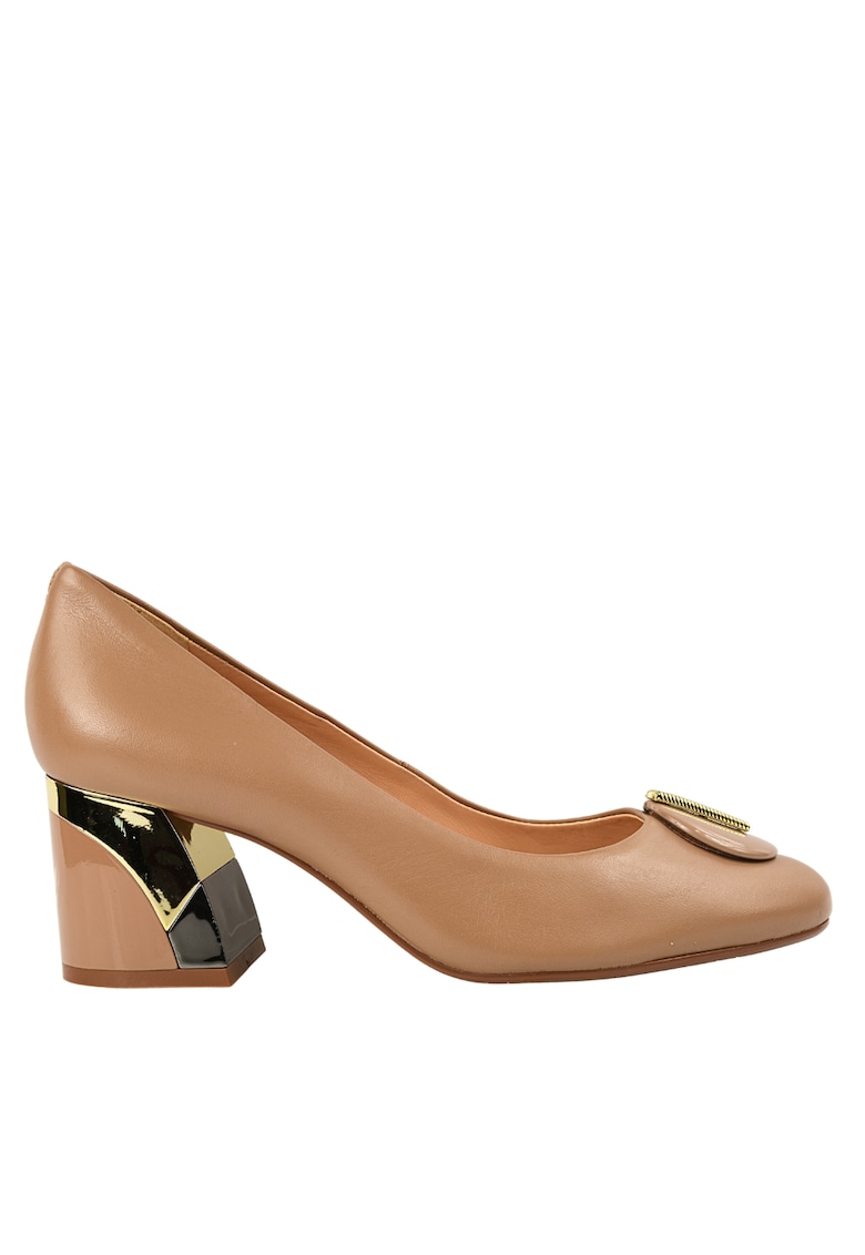 Oferte la Pantofi eleganti - dama -  11804-561 bej - piele intoarsa - toc
