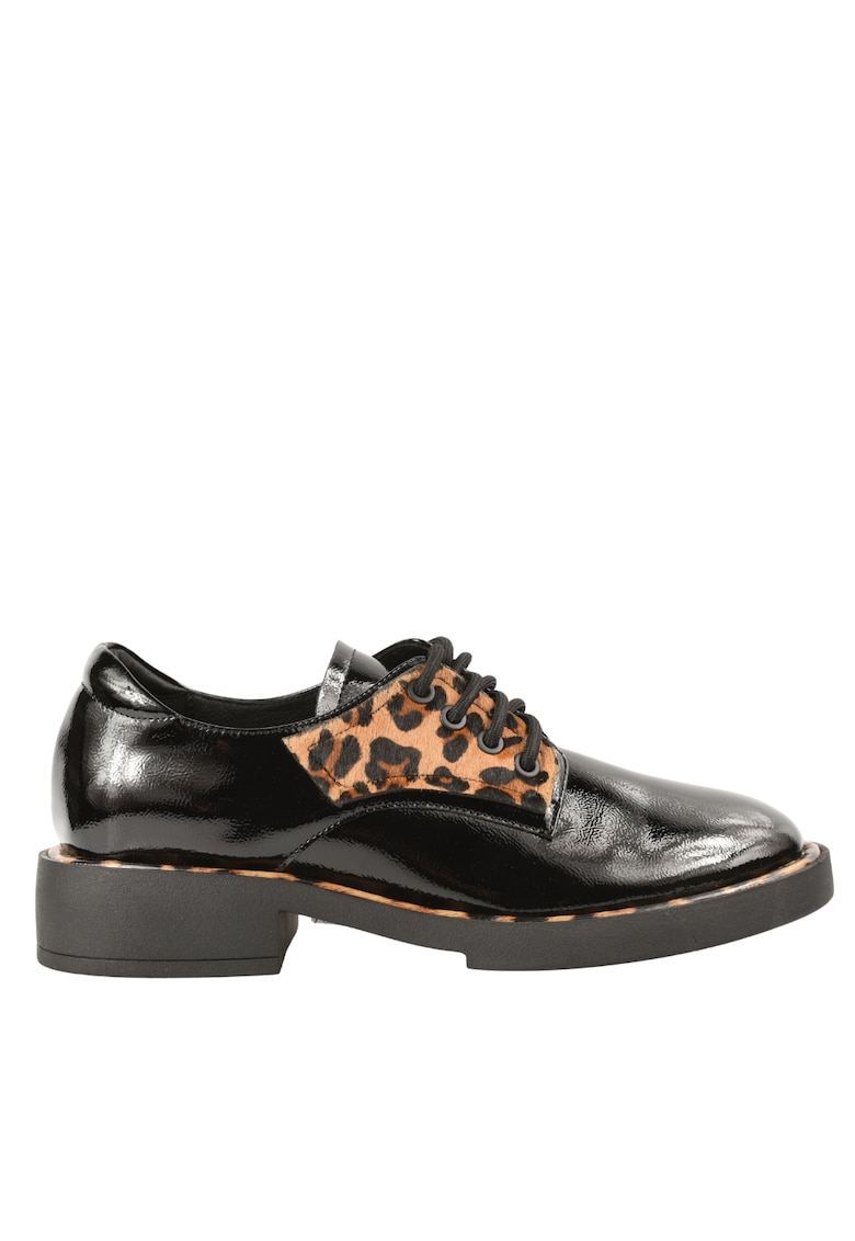 Pantofi casual - dama -  A203-M107-G575A negru - piele lacuita - Negru