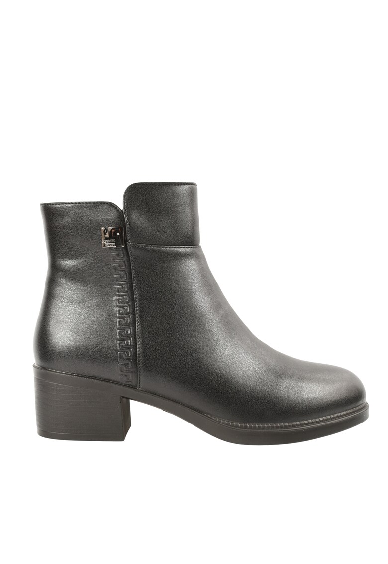 Oferte la Ghete casual - dama -  E0250-1 negru - piele naturala - cu toc - Negru - Piele naturala - Negru