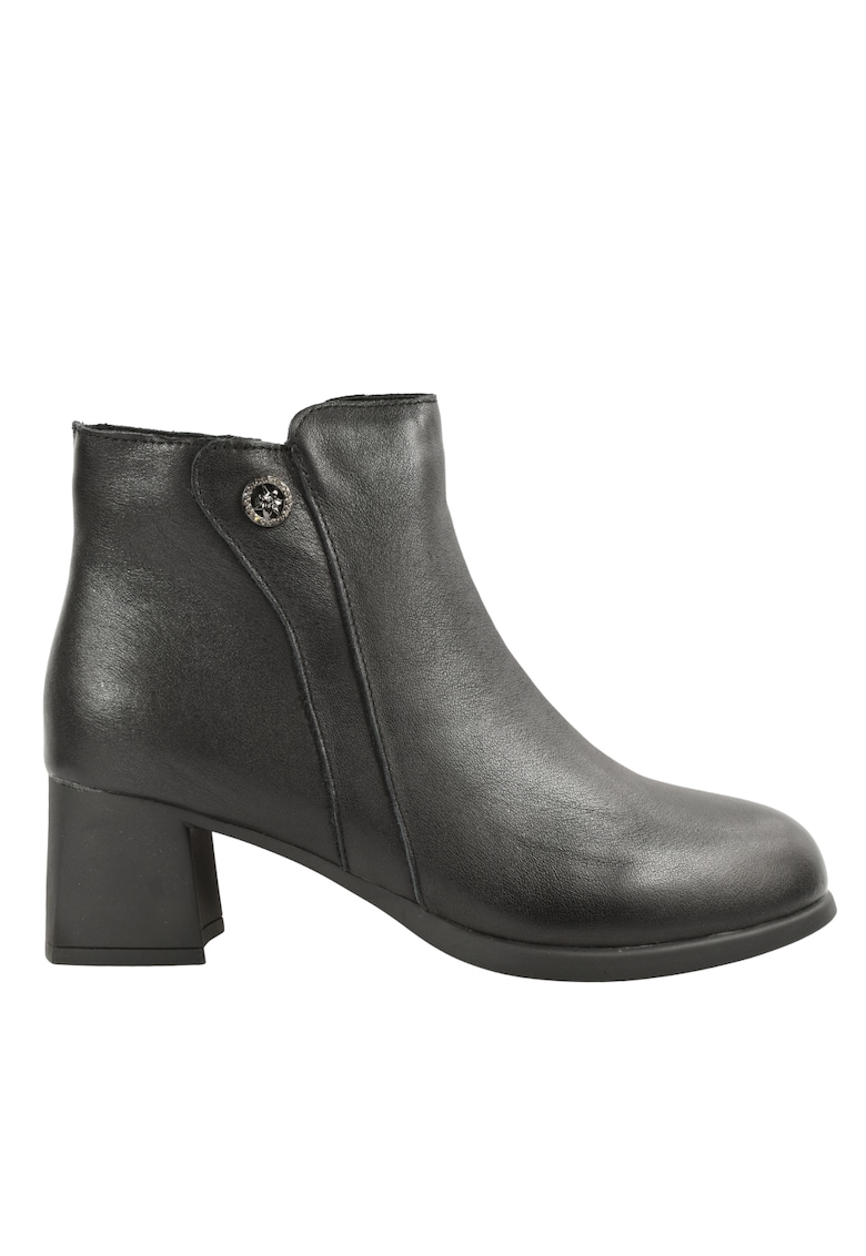 Oferte la Ghete casual - dama -  8858 - negru - piele naturala - cu toc - Negru