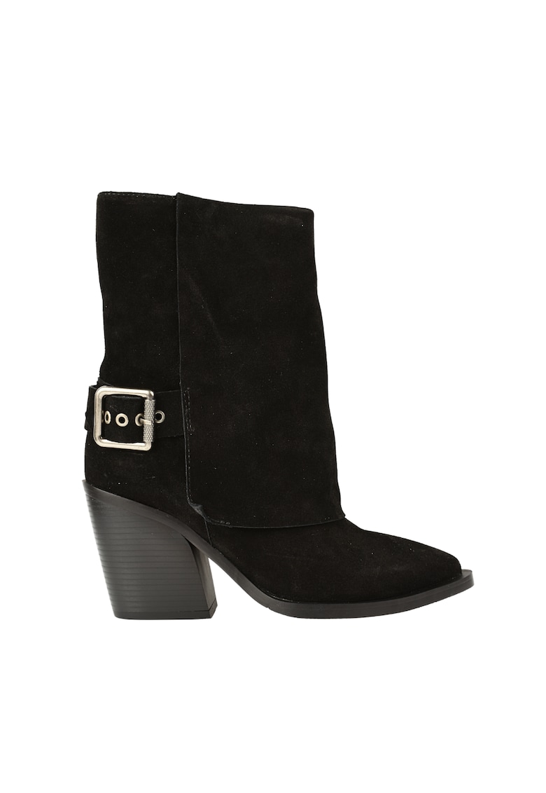 Oferte la Ghete elegante - dama -  XS70016A negru - piele intoarsa - cu toc - Negru
