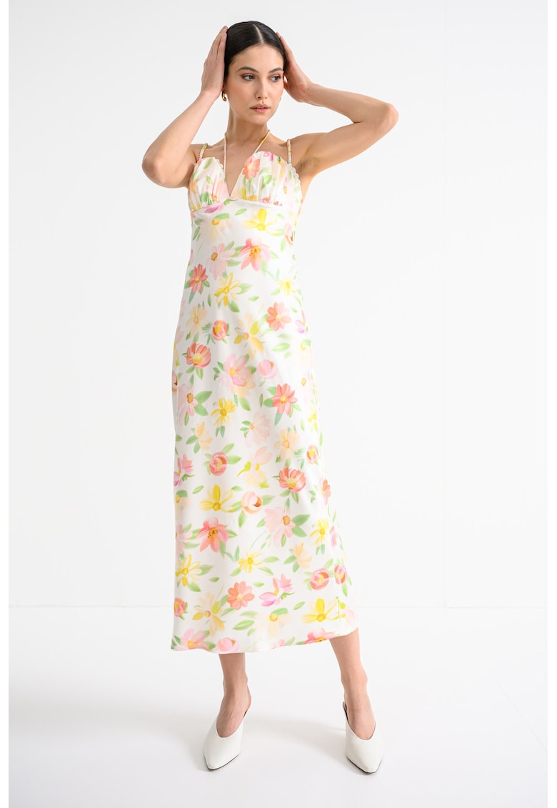 Oferte la Rochie midi satinata cu bretele elastice - Multicolor