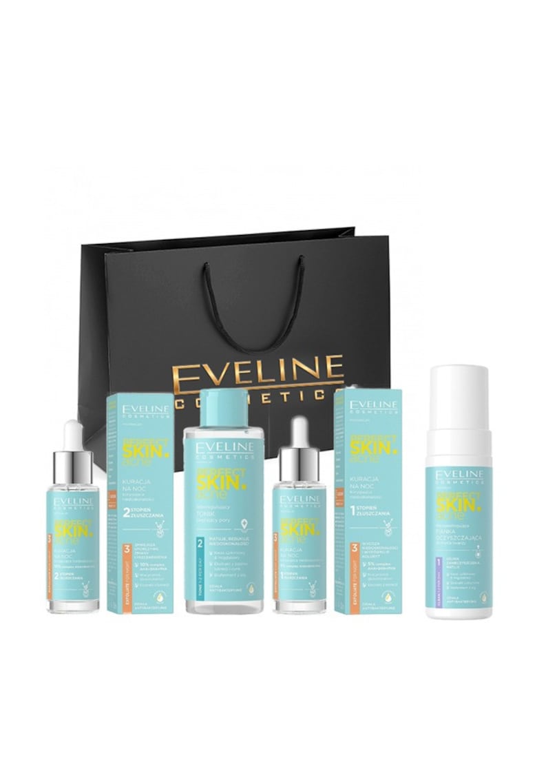 Oferte la Set  Perfect Skin.acne Tratament de noapte pentru corectarea imperfectiunilor - 30 ml - Tonic seboreglator - 200 ml - Spuma de curatare - 150 ml