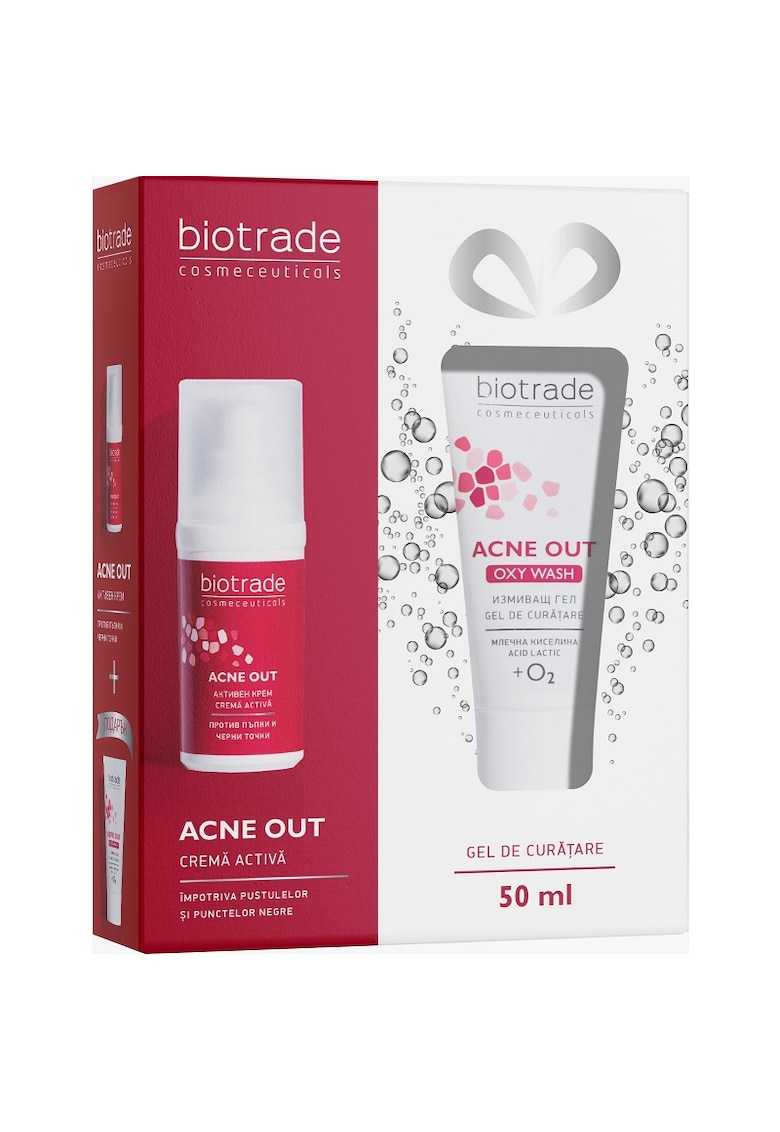 Oferte la Pachet Acne Out Crema Activa 30 ml - Gel de curatare Acne Out Oxy Wash - 50 ml