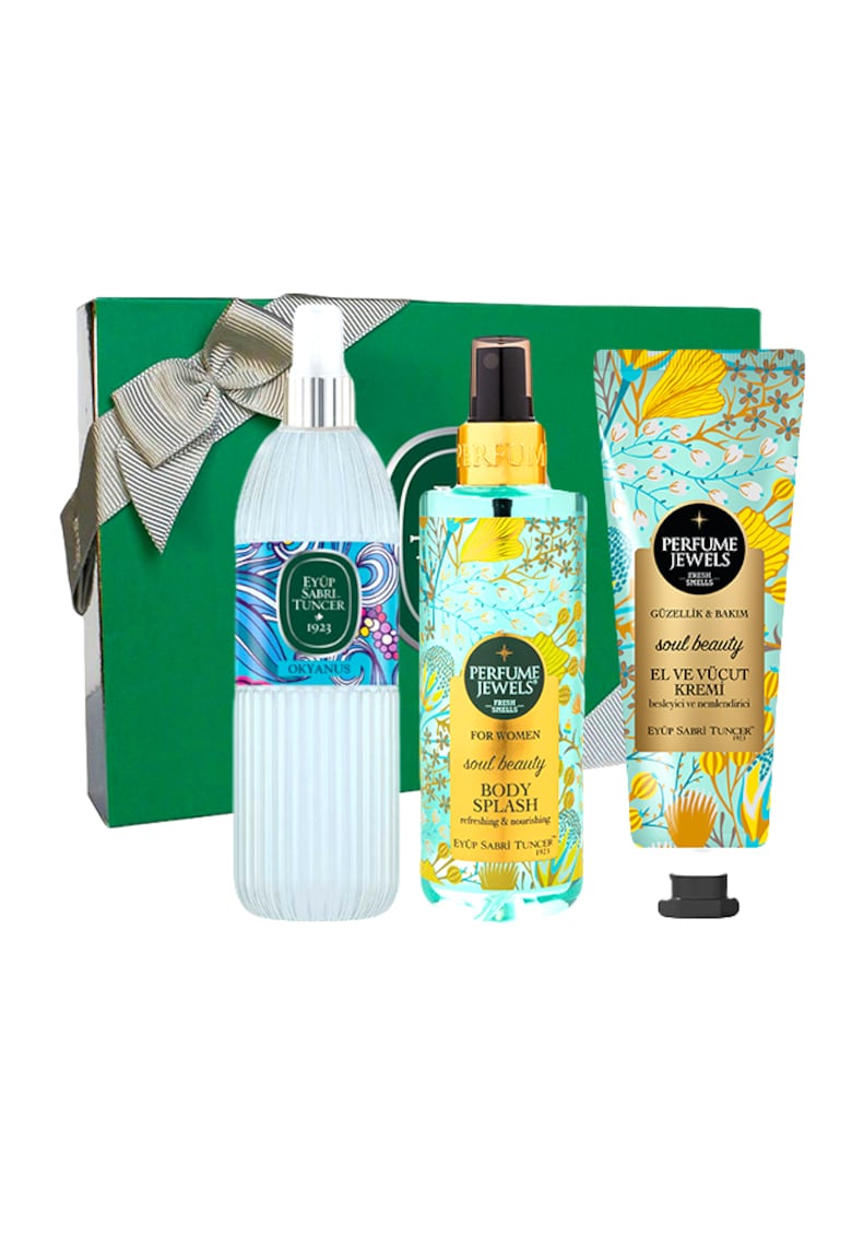 Oferte la Set Eyup Sabri Tuncer - Apa de Colonie 68° Ocean 150 ml - Spray de Corp Perfume Jewels Soul Beauty 250 ml - Crema De Maini Si De Corp Soul Beauty 50 ml