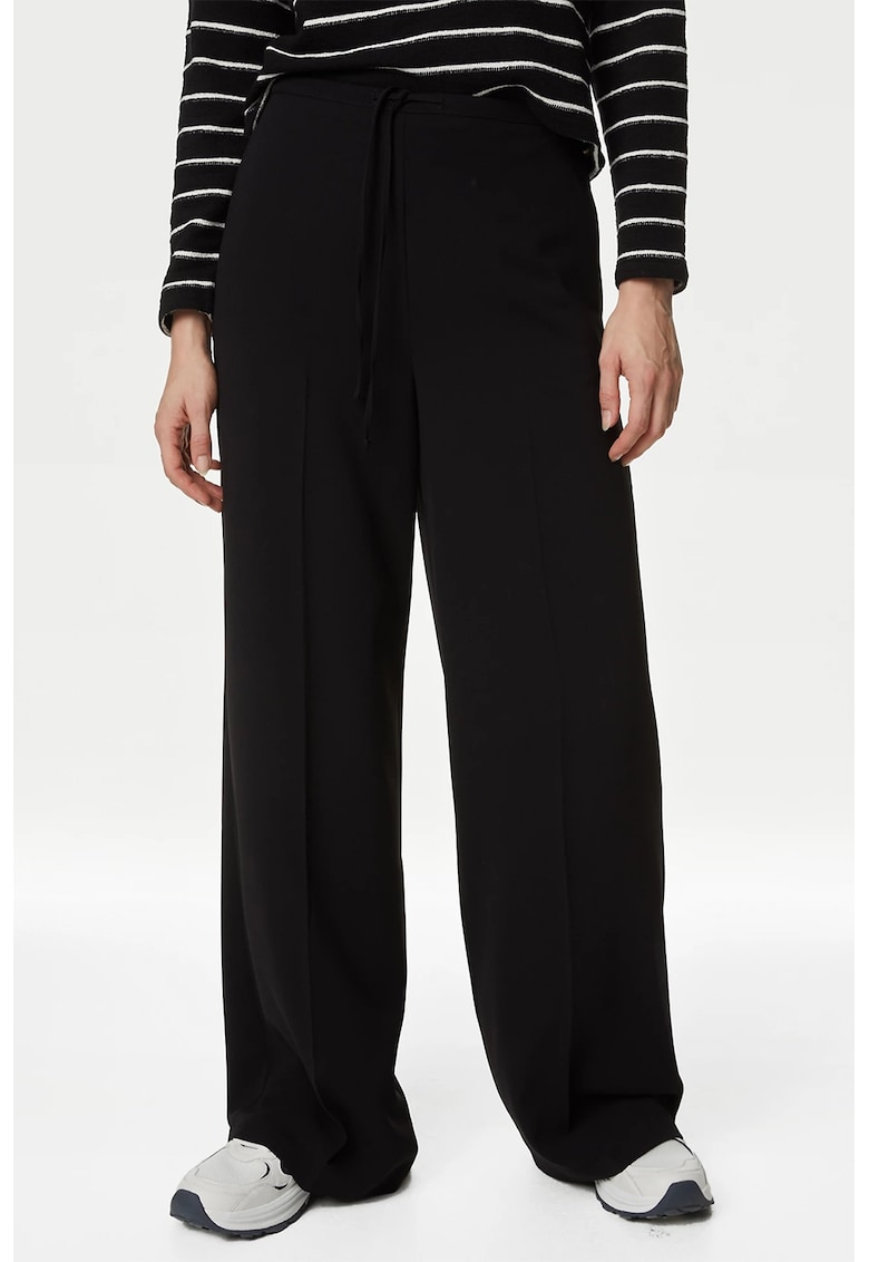 Pantaloni ampli cu talie inalta - Negru