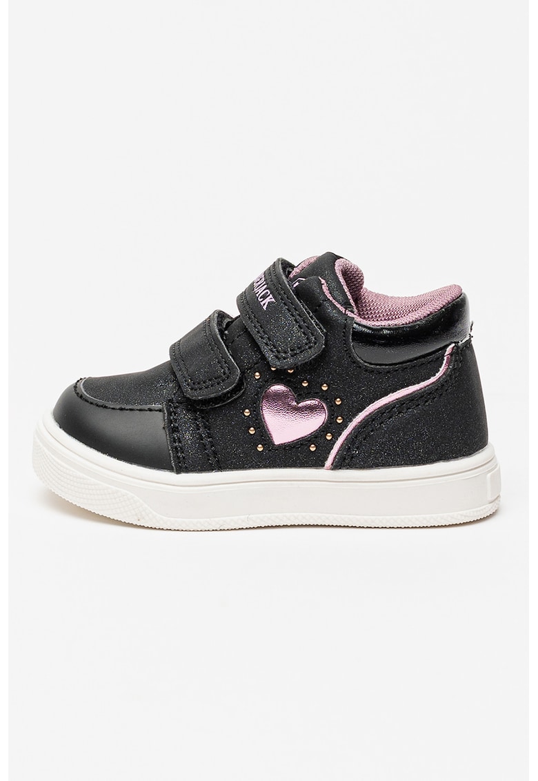 Oferte la Pantofi sport cu velcro si detaliu inima - Negru/Violet deschis/Negru stins