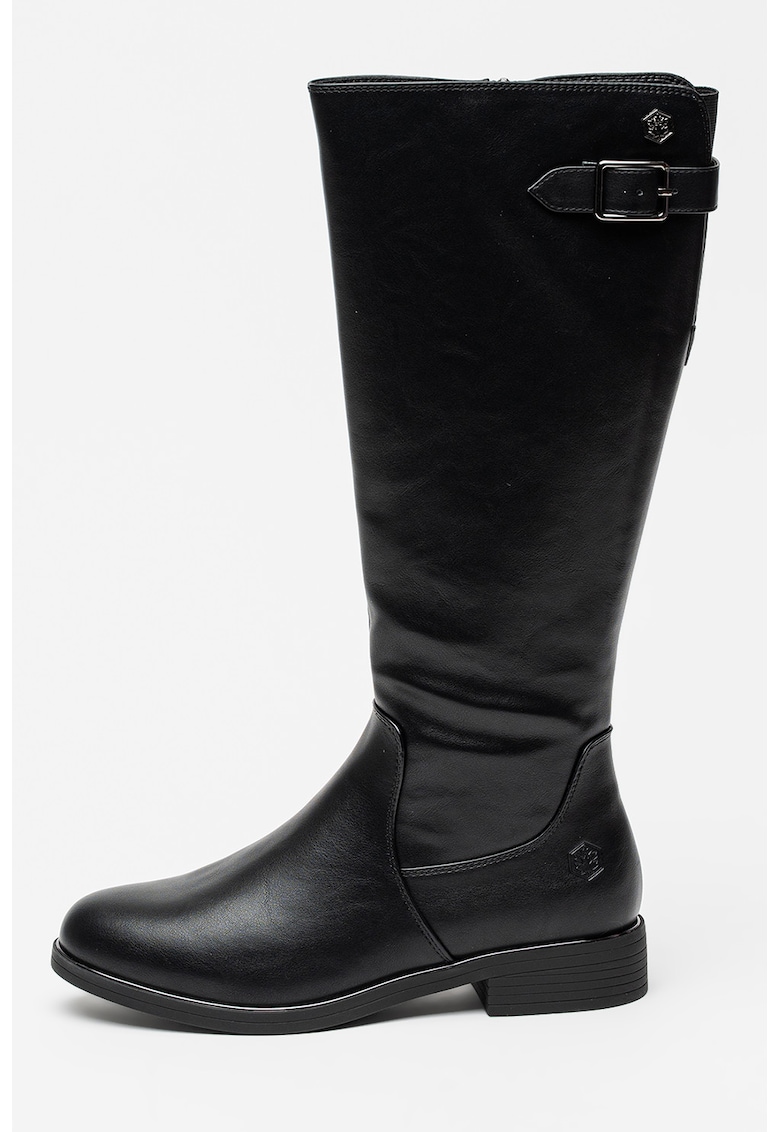 Oferte la Cizme lungi de piele ecologica cu fermoar - Negru