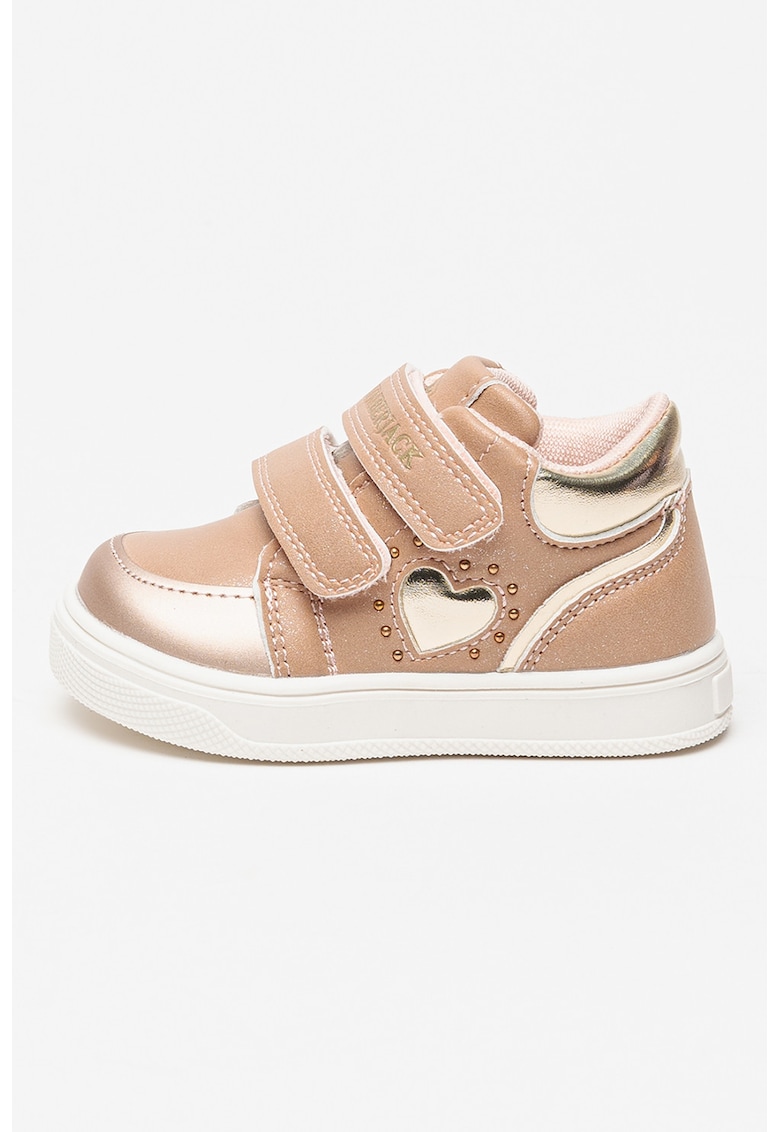 Oferte la Pantofi sport de piele cu barete cu velcro - Roz prafuit/Argintiu