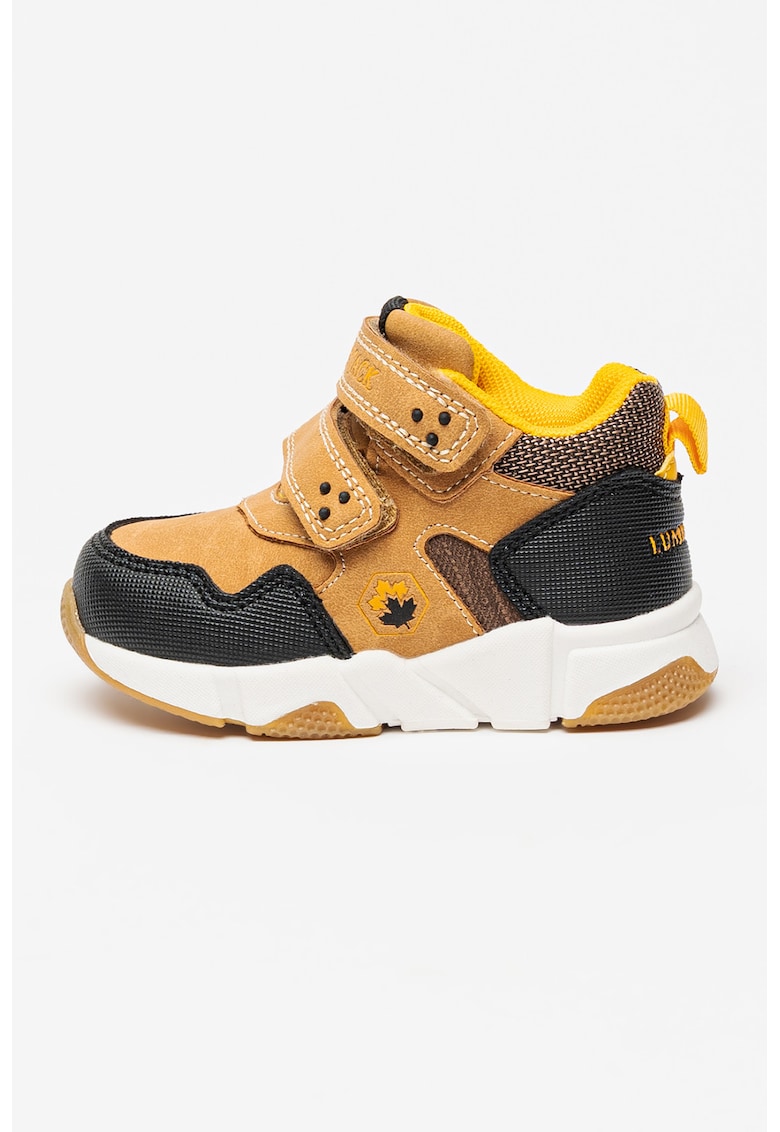 Oferte la Pantofi sport wedge cu piele intoarsa ecologica si velcro - Maro camel