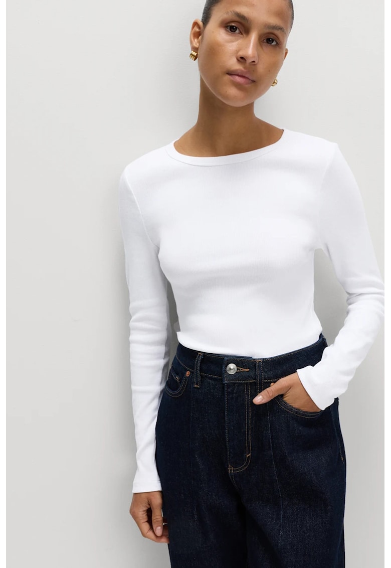 Oferte la Bluza slim fit din amestec de bumbac - Alb