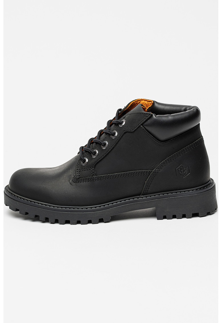 Oferte la Bocanci de piele cu logo - Negru stins