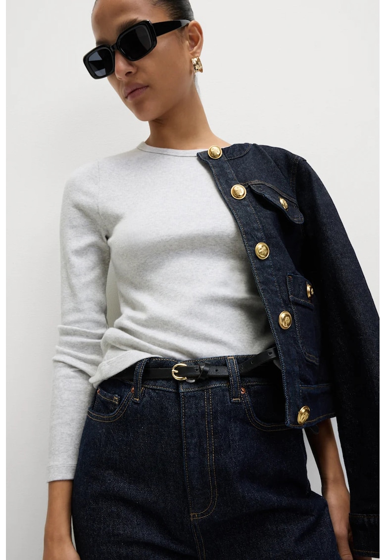 Oferte la Bluza slim fit din amestec de bumbac - Gri deschis melange