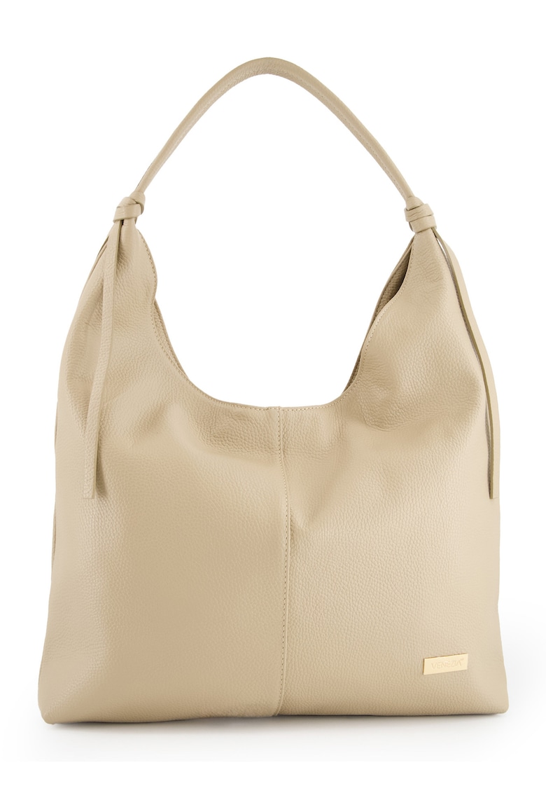 Geanta shopper dama  piele naturala - 3 buzunare interioare - bej - 44x44x5cm