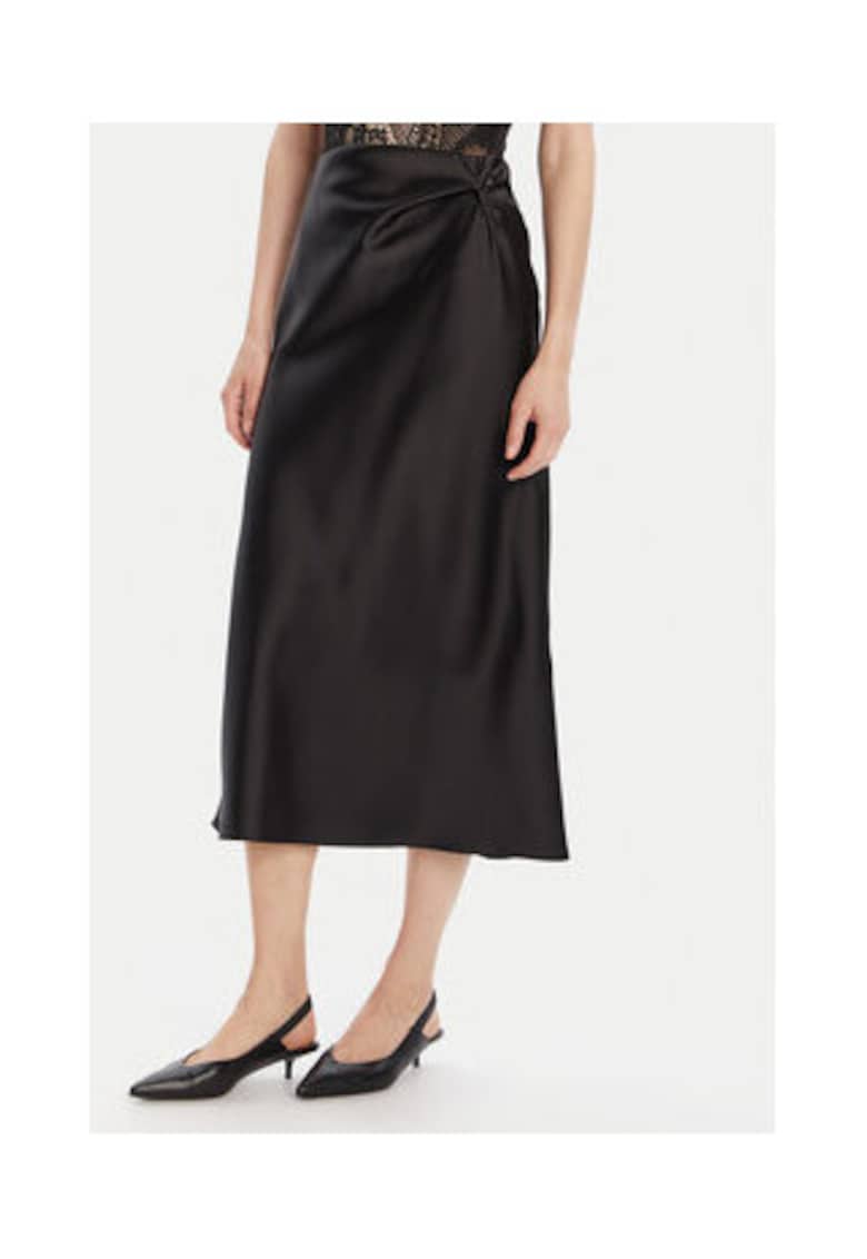 Oferte la Fusta midi -  neagra - 100% poliester -