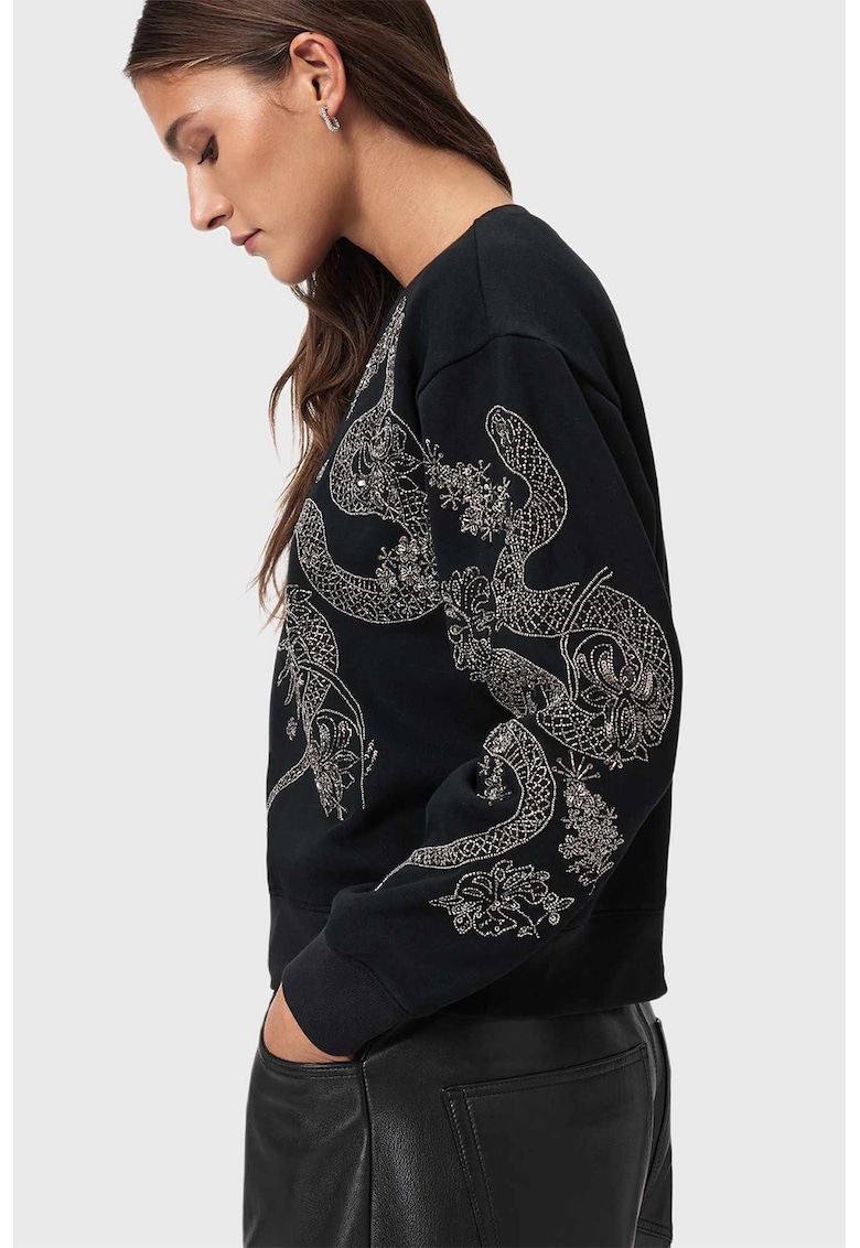 Oferte la Bluza de trening cu aplicatie cu margele Cecile - Negru/Argintiu