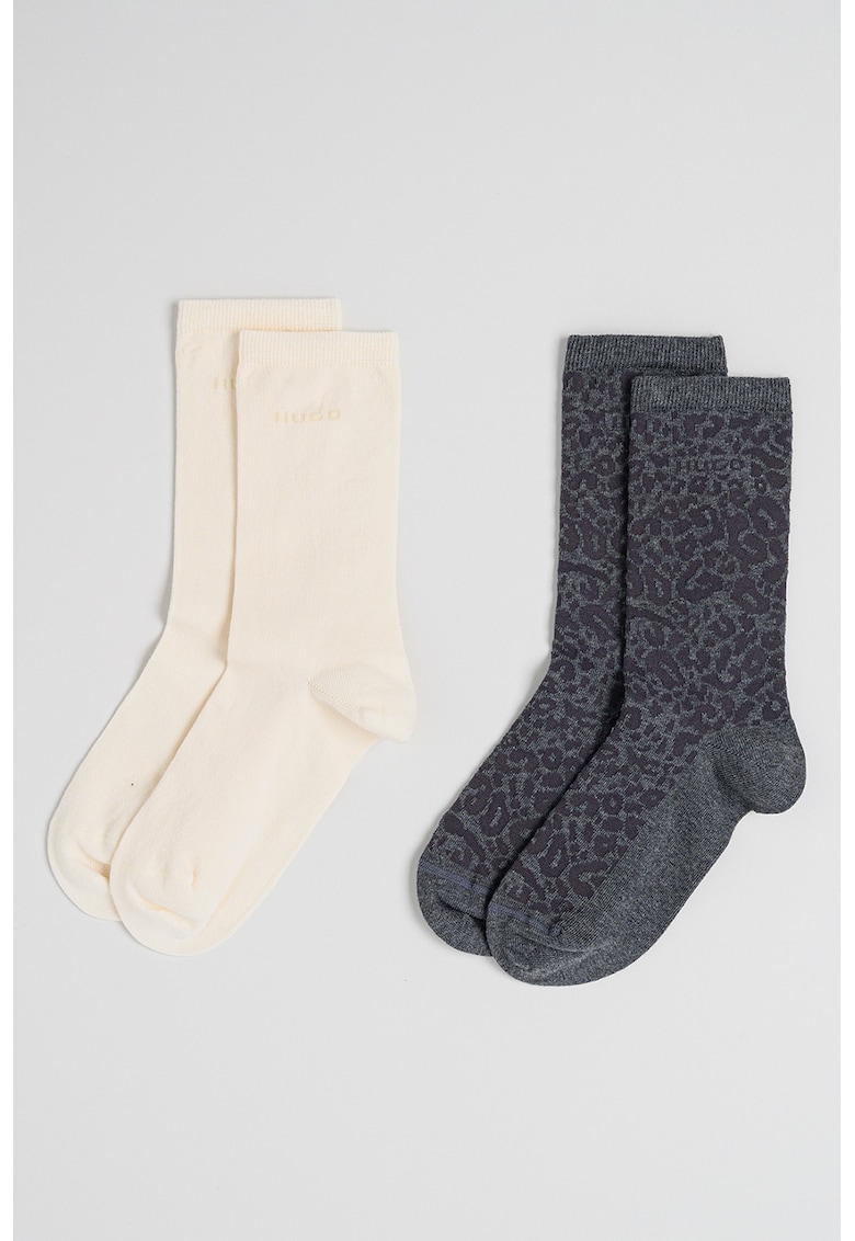 Oferte la Set de sosete lungi din amestec de bumbac - 2 perechi - Negru/Crem