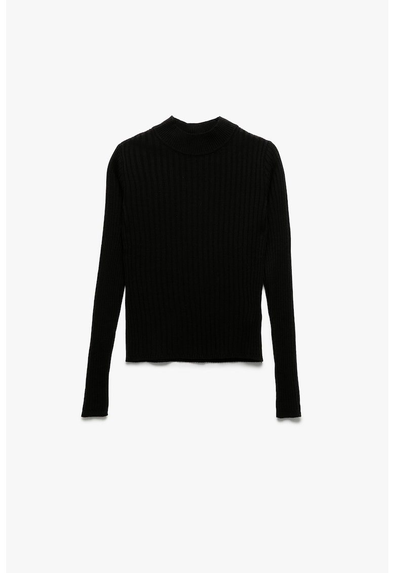 Pulover slim fit striat - Negru