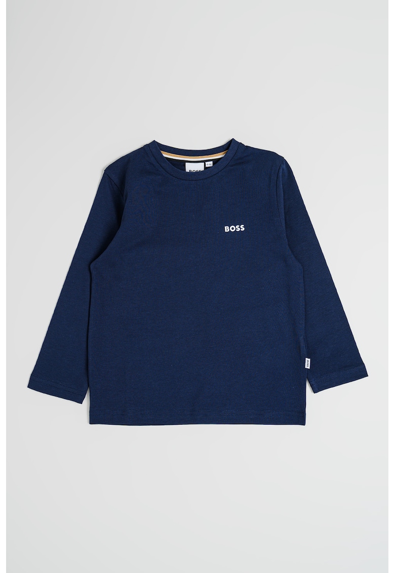 Oferte la Bluza din bumbac cu decolteu la baza gatului - Bleumarin