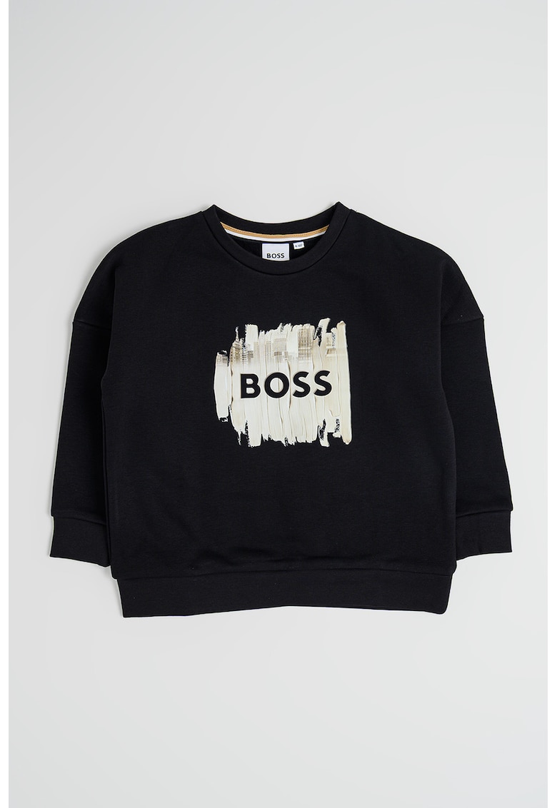 Oferte la Bluza de trening din amestec de bumbac cu imprimeu logo - Negru/Bej